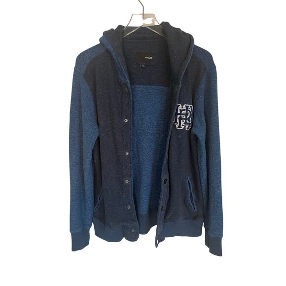 Hurley Black & Blue Men's Monogram Hoodie Jacket Long Sleeve Two Tone Size Small - Picture 3 of 12
